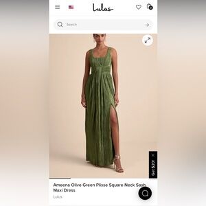 Lulu's Olive Green Plisse Maxi Dress